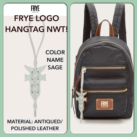 ๐ฅHTF! Frye Leather Sage Color Logo Bag Charm Key Fob NWT!โ๐ป๐๐๐๐ป - Picture 2 of 6